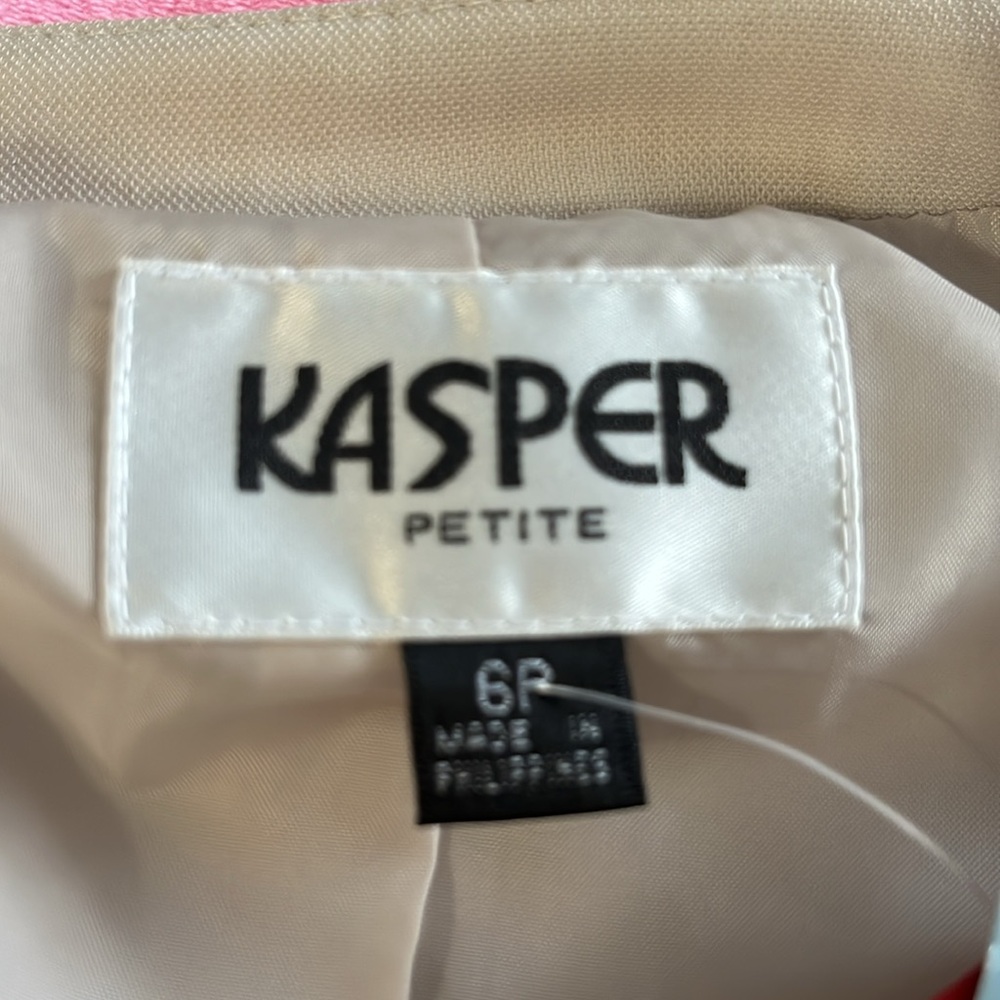 KASPER Beige Open Front Suit Jacket 6P NWT - Picture 8 of 10
